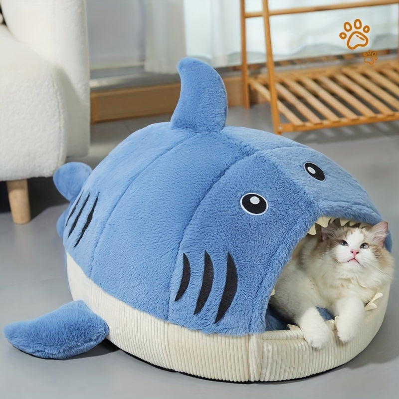 Lit douillet en forme de requin pour chats et chiens-1