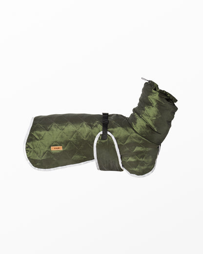 Water-Repellent Dog Raincoat with Adjustable Snood - Green Medium
