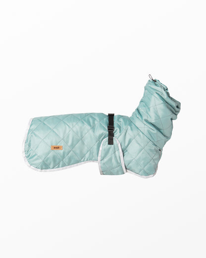 Dog Coat with Integrated Snood – Warm & Comfortable for Cold, Damp Days - Blue Turquoise Small