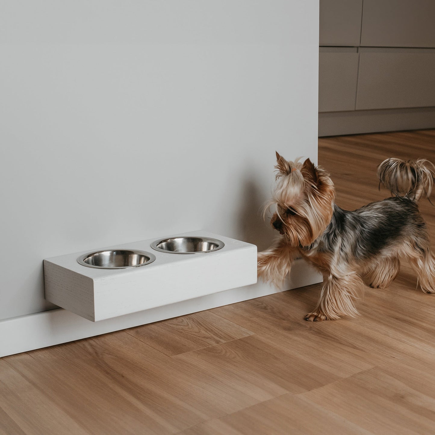 Kleine honden en katten houten verhoogde standaard, jonge hondenstandaard met kommen-2