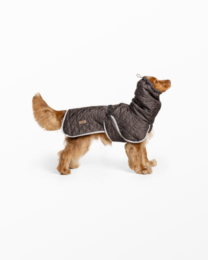 Dog Coat with Integrated Snood – Warm & Comfortable for Cold, Damp Days - Brown Large