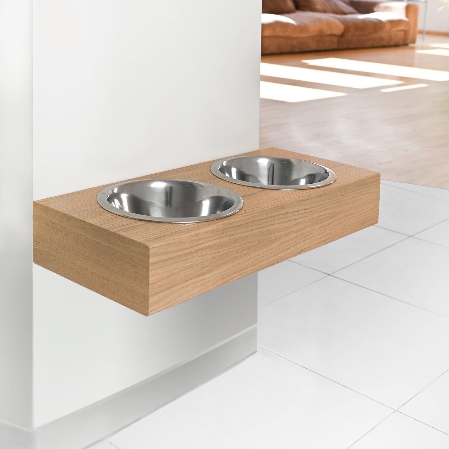 Hangende houten hondenvoerbak, Gemonteerd voerstation voor huisdieren, Herdersvoer stand-1