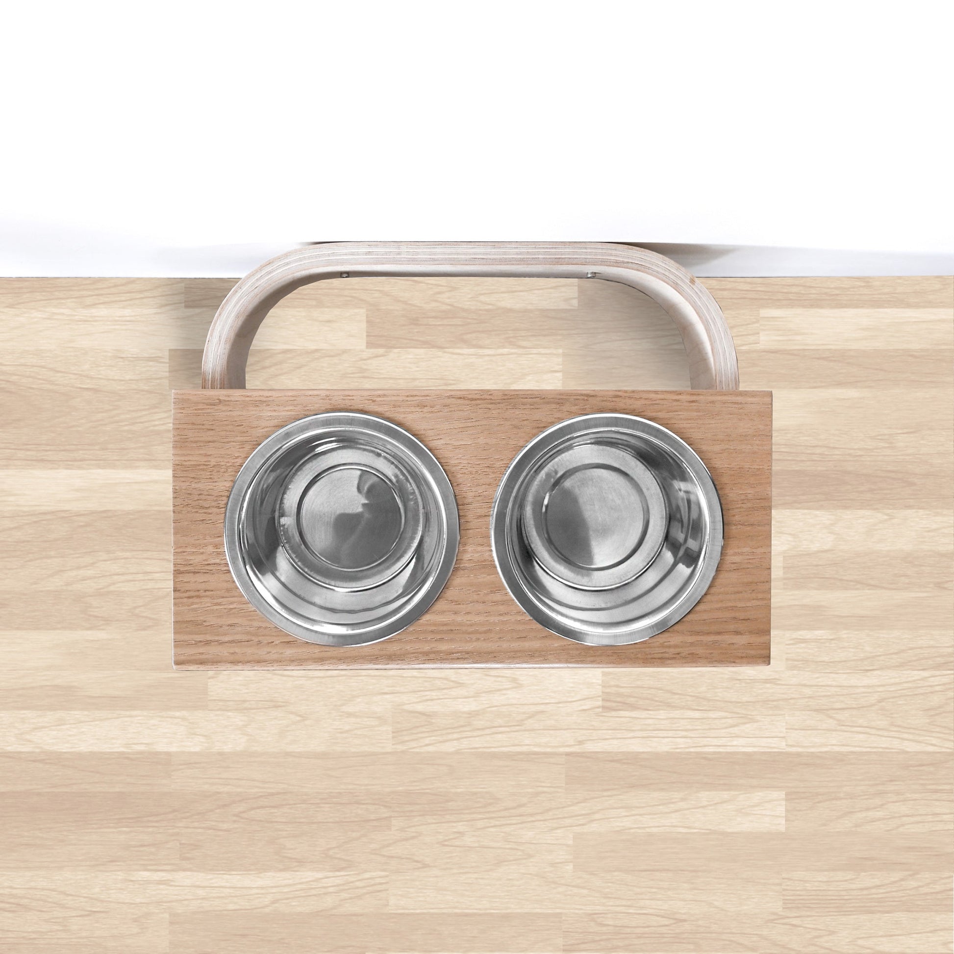 Stand de nourriture surélevé en bois flottant, station d’alimentation pour chien moyenne, bols suspendus pour animaux de compagnie-2