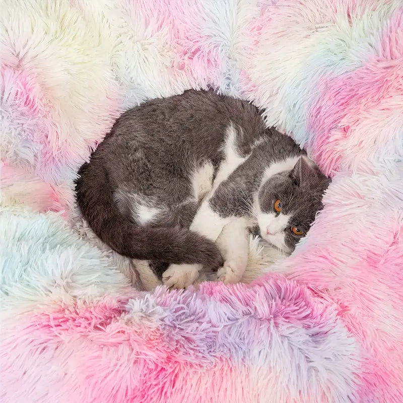 Nid tunnel de chat en peluche confortable avec jouet de balle suspendu - Perfect Kitten Hideaway-2