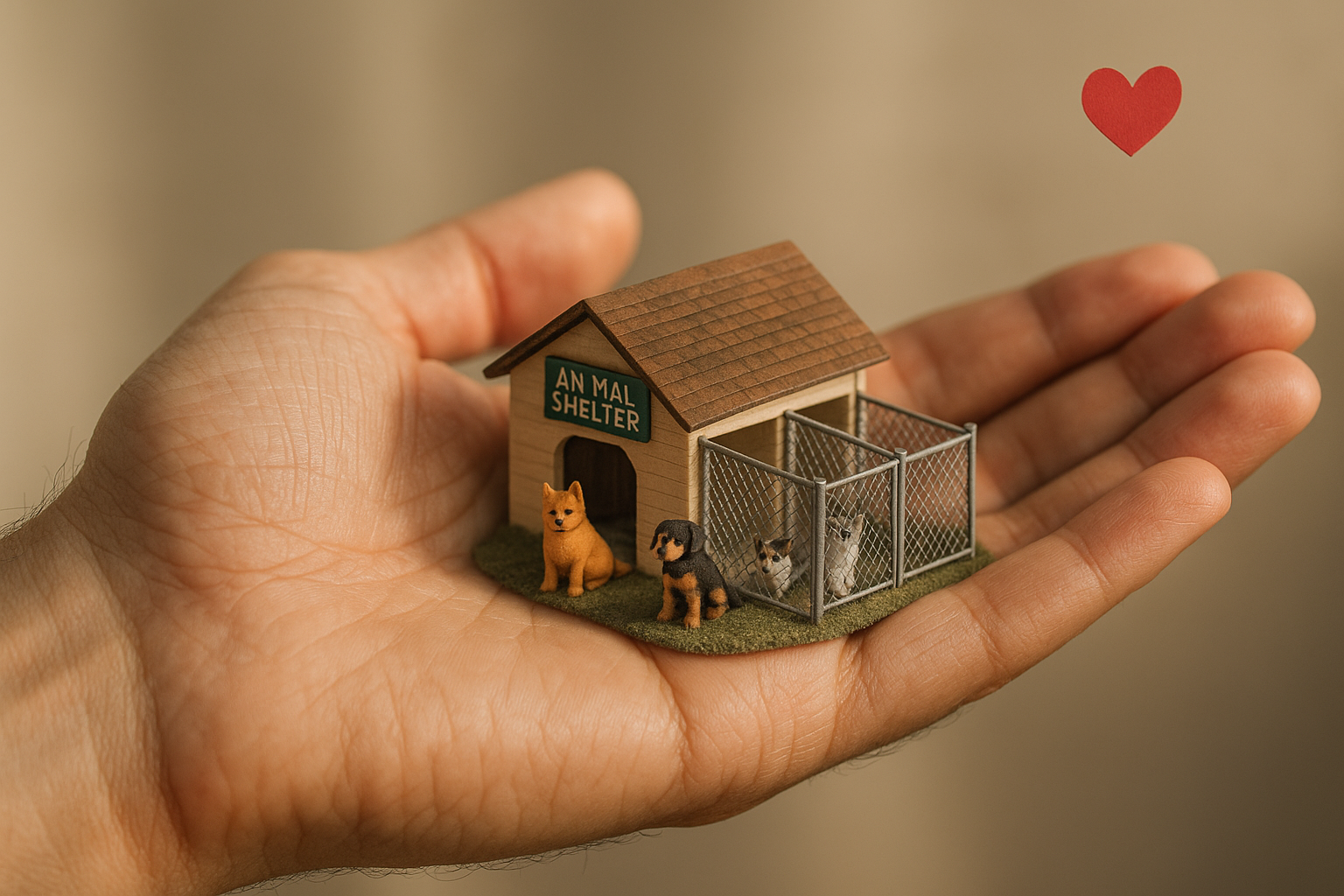 Ce n’est pas ce que j’ai l’intention de faire. Peut-être la paume d’une main (vraie main) et en haut une image d’un refuge pour animaux (petit ofc) et un cœur sur l’un des coins supérieurs