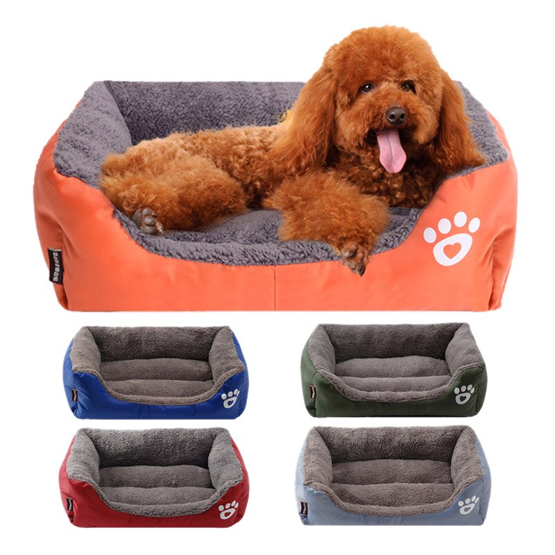 Pet Cat Chien Lit Chaud Chien Maison Doux Nid Polaire Chien Paniers Mat Automne Hiver Étanche Kennel S/M/L-0